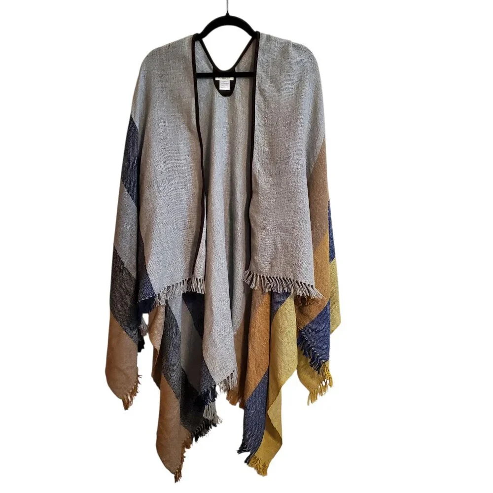Novica Multicolored Striped Ruana Woven from 100% Baby Alpaca